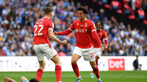 Nottingham Forest defenders celebrating